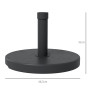 Outsunny Pied de Parasol Rond Base de lestage 15 kg en Plastique HDPE poignée intégrée pour mât Ø 24-38 mm dim. Ø 46,5 x 31H cm 
