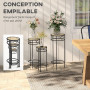 Outsunny Lot de 3 supports pot de fleurs supports pour plantes ronds étagère à fleurs portes plantes empilables - plateaux aspec