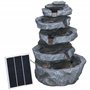 Outsunny Fontaine de Jardin à énergie Solaire Roche en Cascade à 5 Niveaux en résine avec lumières LED et Pompe dim. 38L x 31l x