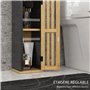HOMCOM Meuble de Salle de Bain avec Support Papier Toilette - Rangement avec Barre Amovible - 2 Niveaux + Sortie Papier MDF Noir