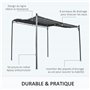 Outsunny Pergola de Jardin auvent 3 x 3 m adossable, Polyester imperméabilisé Anti-UV, métal Gris