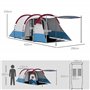 Outsunny Tente de Camping, Tente Tunnel 2-3 Personnes légère ventilée avec 3 Portes, Porche, Sac de Transport Inclus, Rouge
