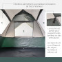 Outsunny Tente de Camping Pop up 3 Personnes avec 3 fenêtres et Porte, Sac de Transport Inclus, Fibre Verre Polyester PE, Gris V