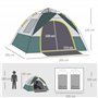 Outsunny Tente de Camping Pop up 3 Personnes avec 3 fenêtres et Porte, Sac de Transport Inclus, Fibre Verre Polyester PE, Gris V