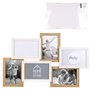 Home Deco Factory HD4209 Cadre-Photos Mural Pêle-mêle 6 Vues 10x15cm Bois et Verre Beige et Blanc H31,5 x 49 x 3 cm
