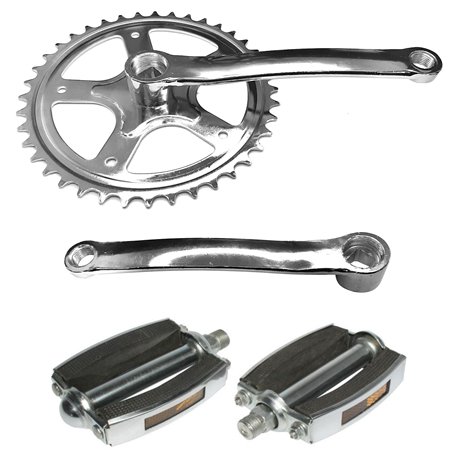 cyclingcolors pédalier vélo 40 Dents + manivelle 165mm + pédales M14 Acier chromé axe carré Fixie singlespeed BMX électrique