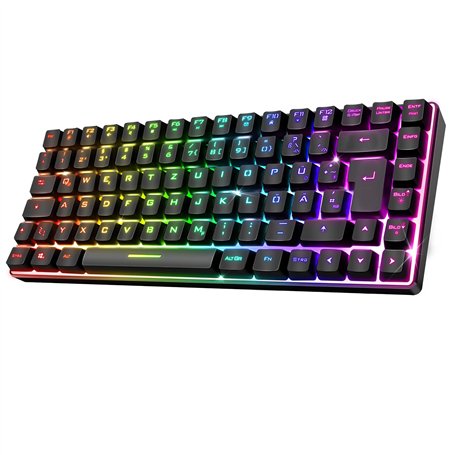 SPIRIT OF GAMER | Clavier de jeu Bluetooth sans fil | Clavier TKL RGB QWERTZ 65 % | Touches semi-mécaniques avec rétroéclairage