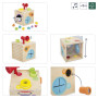 Janod - Cube de Motricité & de Manipulation - Jeu d'Eveil Sensoriel - Boite Sensorielle - Cube d'Activités - 12 Accessoires - Ap