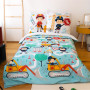 CÔTE DECO Parure de lit Enfant Réversible Pompier et travaux Housse de Couette 140x200cm + 1 taie d'oreiller 63x63cm 100% Coton