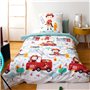 CÔTE DECO Parure de lit Enfant Réversible Pompier et travaux Housse de Couette 140x200cm + 1 taie d'oreiller 63x63cm 100% Coton