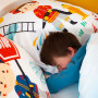 CÔTE DECO Parure de lit Enfant Réversible Pompier et travaux Housse de Couette 140x200cm + 1 taie d'oreiller 63x63cm 100% Coton