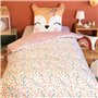 CÔTE DECO Parure de lit 140x200 cm Enfant - Housse de Couette 140x200 cm + 1 Taie d'oreiller 63x63 cm Motif imprimé biche Rose e