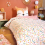 CÔTE DECO Parure de lit 140x200 cm Enfant - Housse de Couette 140x200 cm + 1 Taie d'oreiller 63x63 cm Motif imprimé biche Rose e