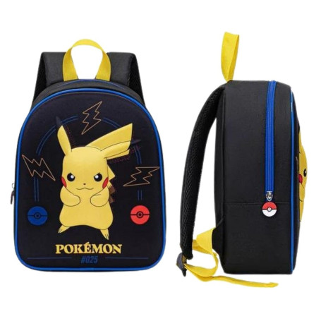 mybagstory - Sac à dos 3D – Pokémon – Noir - Enfant - Ecole - Maternelle - Garderie - Cartable garçon - Taille 32 cm - Bretelles