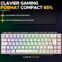 Clavier Gamer sans fil - The G-Lab - KEYZ TITAN - Mécanique (Switch Rouge) - Azerty - Triple mode - RGB - Blanc