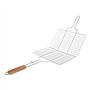 SIROCO Double Grille Barbecue Rectangle 34x22 cm en Acier Chromé avec Manche en Bois – Parfait pour des Grillades Maîtrisées