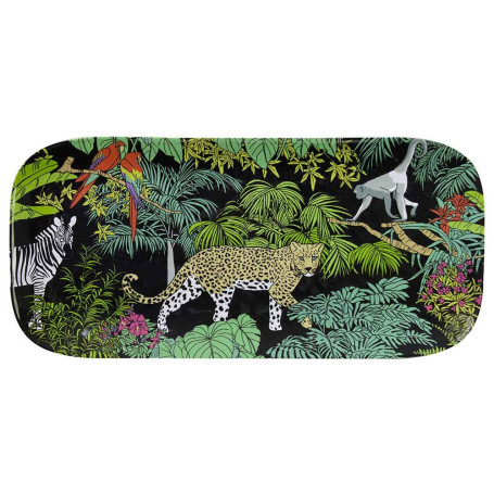 Les Jardins de la Comtesse - Petit Plateau rectangulaire en Mélamine Pure Noir/Vert – Gateaux/Cake - Plat Long de Présentation d