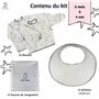 Hello Hippo® Kit 2 bavoirs et plateau de diversification imperméables gris à motif pour chaise haute bébé - Bavoirs + plateau d’