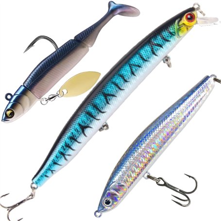 Pack de 3 Leurres de Pêche en Mer - Souple