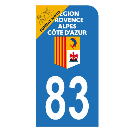 Autocollant Stickers plaque immatriculation scooter moto département 83 Var Logo Région Provence-Alpes-Côte d'Azur