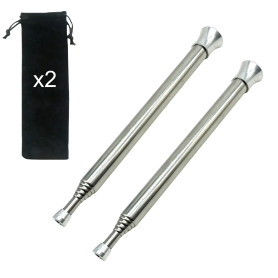 Soufflet Téléscopique Inox - Lot de 2 - Tube de Soufflage Pliable Embout Ergonomique Soufflet à bouche Bouffadou Allume Feu Kit