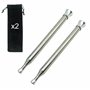 Soufflet Téléscopique Inox - Lot de 2 - Tube de Soufflage Pliable Embout Ergonomique Soufflet à bouche Bouffadou Allume Feu Kit