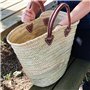 Panier de plage artisanal en feuilles de palmier naturel, cabas polyvalent tressé à la main avec poignées en cuir authentique, s