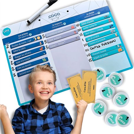 Luva And Co Tableau de Recompense CocoFamily Enfant 3-7-12 ans - Jeu educatif pour la Famille - Personnalisable - Apprentissage