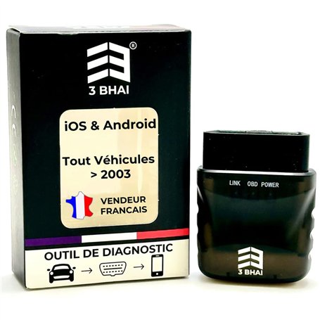 OBD2 Valise Diagnostic Auto Bluetooth + Support Technique - Effacer Les Codes ERREURS - OBD2 Diagnostic français - Android et iP