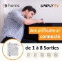 D-Home - Amplificateur TV TNT Intérieur 2 Sorties 32dB Connecté Filtré 4G-5G - Fonctionne avec App Mobile TV Finder pour Trouver