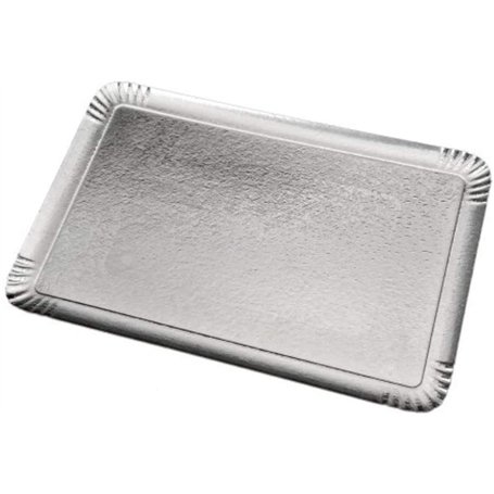 lepetitmitron -25 Plateaux en Carton Argenté - Plateaux de Présentation pour Pâtisseries/Amuse-bouches/Buffets (28x42cm)