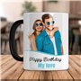 Mug Personnalisé 1 ou 2 photos et textes, anse et interieur noir - Tasse à cafe personnalisable - Mug original - Traitement Phot