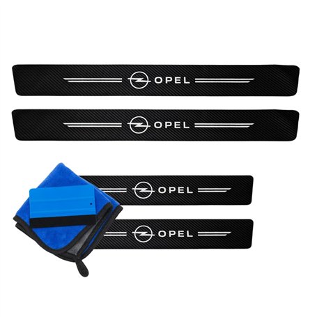 ODOKIT Seuil De Protection Fibre De Carbone Noir - Compatible avec Opel Corsa Mokka Astra Crossland Grandland - Accessoires 4 Pi