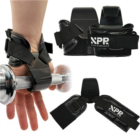 Sangles de Tirage Musculation avec Crochet inversé en métal avec revêtement en Caoutchou antidérapant et Poignet en néoprène Rem