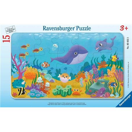 Ravensburger - Puzzle Enfants - Cadre 15 pièces - Petits Animaux sous l'eau - Fille ou garçon dès 3 Ans - Puzzle de qualité supé