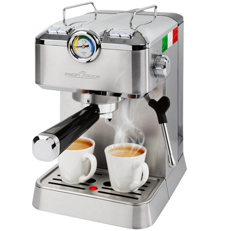 Machine à espresso ProfiCook | Machine à espresso automatique avec porte-filtre | Pompe à espresso italienne | 20 bar | Café en