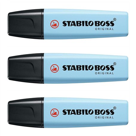 STABILO Lot de 3 Surligneurs BOSS ORIGINAL Pastel fraicheur de bleu