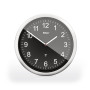 Mebus Horloge Murale Radio-pilotée 26 cm silencieuse Facile à Lire Cadre argenté Cadran Noir Modèle 19812 - Clair et Silencieux