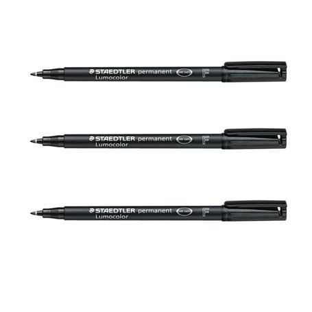 STAEDTLER Lot de 3 Marqueurs permanent "Lumocolor 318F" pointe fine noir