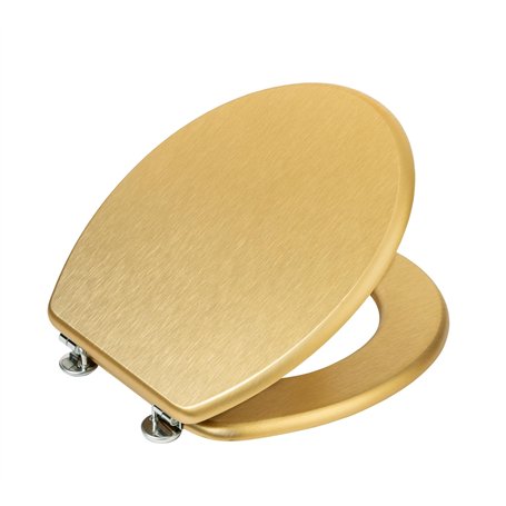 WENKO Abattant WC Mod. Aldeno or mat | Siège WC en MDF FSC doré avec fixation en acier inoxydable | Design élégant et résistant