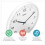 Mebus 13080 Horloge Murale Radio-pilotée silencieuse avec Cadre Blanc et Cadran Blanc Idéal pour Le Salon et la Cuisine 30 cm