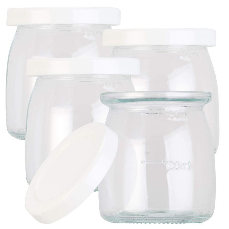 Rosenstein & Söhne 4 pots en verre avec couvercles pour yaourtière JM-300