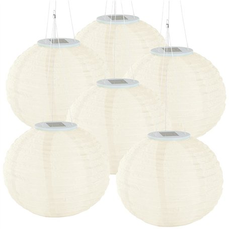 6 lampions solaires Ø 30 cm à LED blanc chaud - x3 [Lunartec]