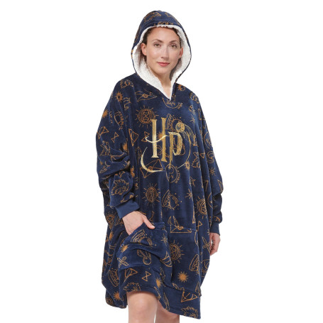Harry Potter Oversize Hoodie Cozy pour Femmes - Pull douillet pour Femmes surdimensionné Couverture moelleuse Bleu