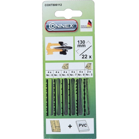 Connex COXT806112 Set de 22 lames pour scie à chantourner électrique 130 mm