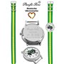 Pacific Time Montre-bracelet pour enfant garçon tracteur pour enfant - Vert - Bracelet textile vert jaune - Aiguilles lumineuses