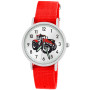 Pacific Time Montre-bracelet pour enfant garçon tracteur rouge tracteur montre enfant voiture voiture bracelet textile aiguilles