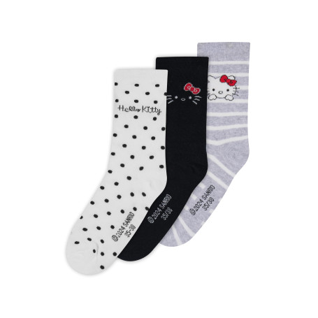 ONOMATO! Hello Kitty Lot de 3 paires de chaussettes antidérapantes pour femme 39-42