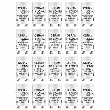 OSRAM Lot de 20 Starters ST111 LONGLIFE Pour tube Fluo 4-65 W utilisation individuelle