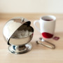 Relaxdays Sucrier Rond SWEETY avec Couvercle Boule à Sucre Bistro refermable 14 x 13 x 13 cm acier inoxydable Argenté
